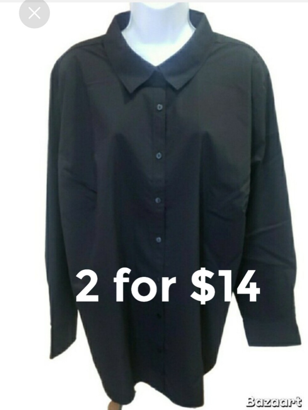 NEW! Worthington Woman Classic Black Button-Up Shirt, 3X
